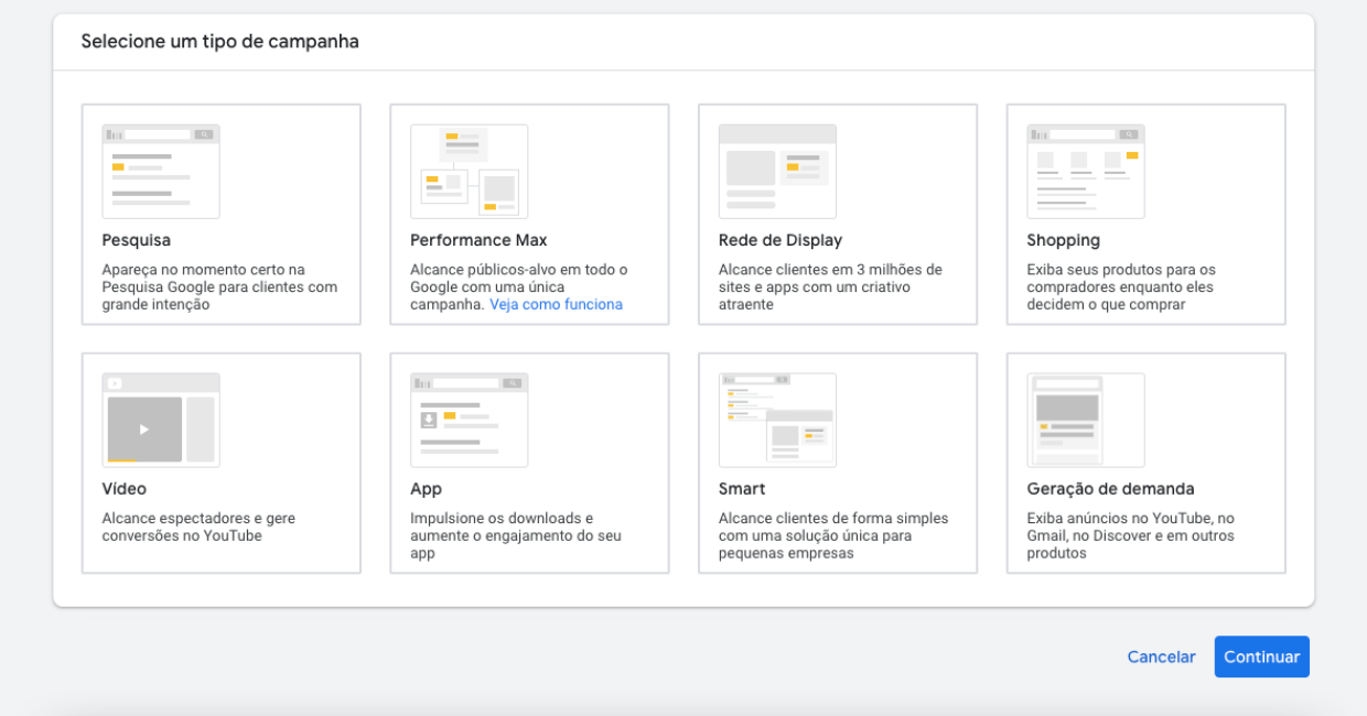 Tipos de Anúncios no Google Ads